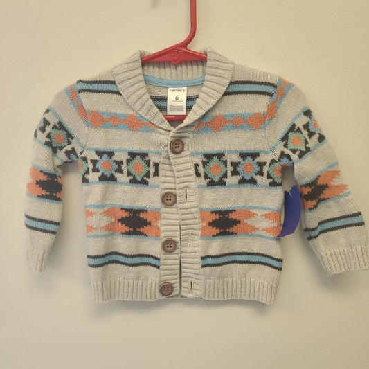beige/blue Carters Cardigan, 6M B