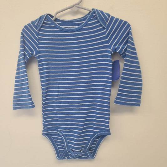 Blue Simple Joys Long Sleeve Striped Onesie, 18M B