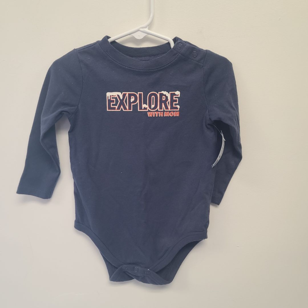 blue Garanimals Long Sleeve Explore Onesie, 18M B