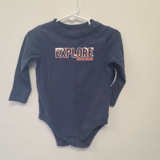 blue Garanimals Long Sleeve Explore Onesie, 18M B