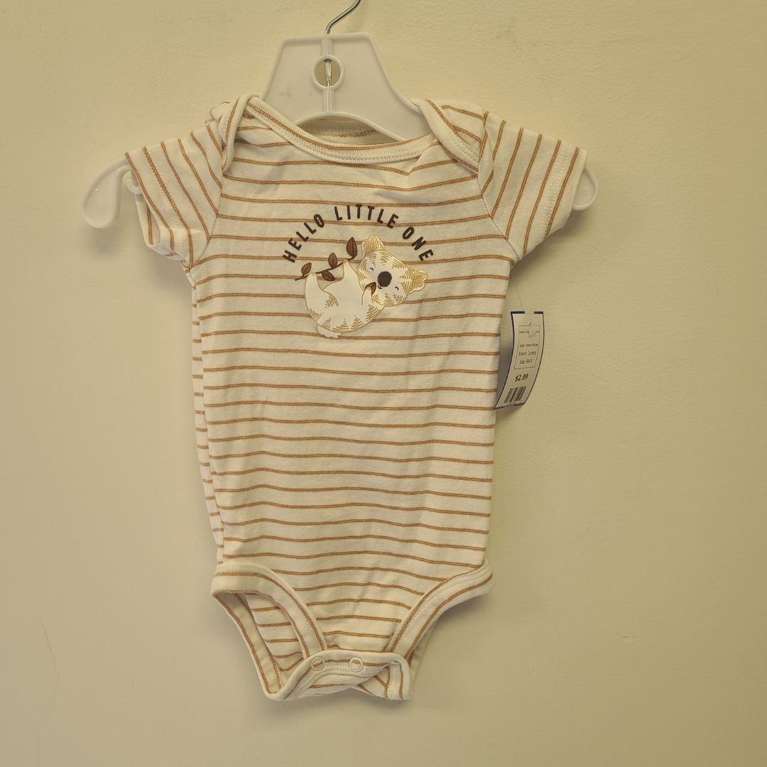 brown Stripe Carters Hello Little One Onesie, 6M B