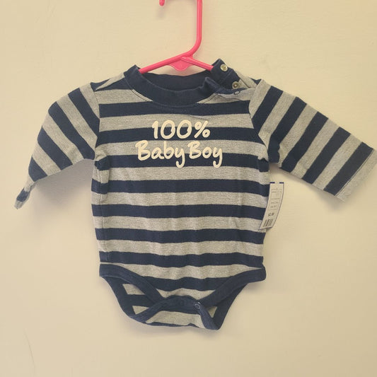 blue/grey stripe Circo Long Sleeve 100% Baby Boy Onesie, 3M B