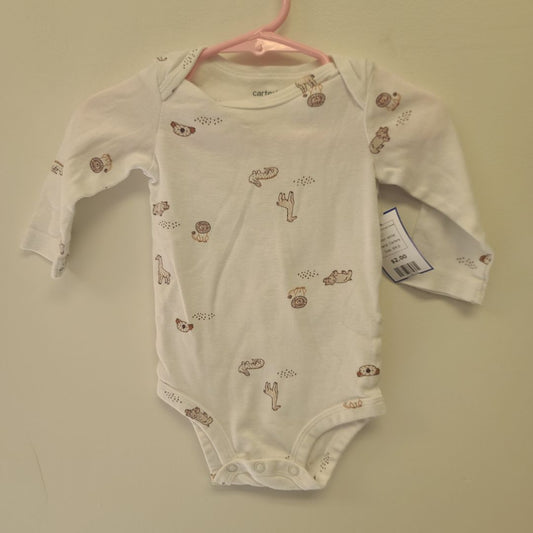 white Carters Long Sleeve Animal Onesie, 6M B