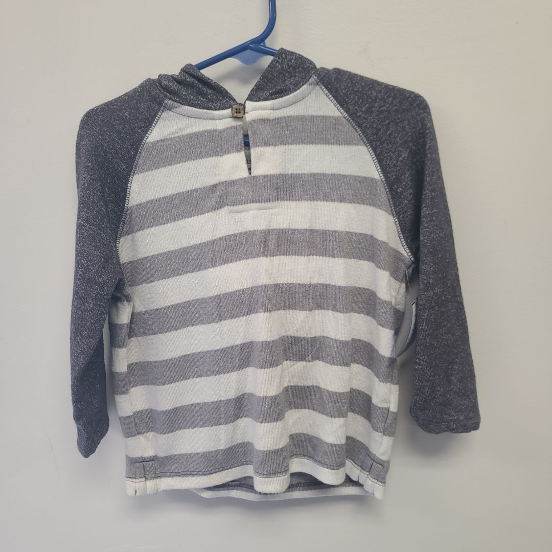 Grey/White Easy Peasy Hooded Strip Shirt, 18M B