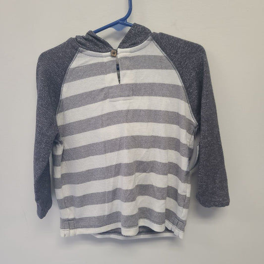 Grey/White Easy Peasy Hooded Strip Shirt, 18M B