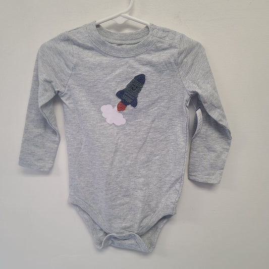 Grey Garanimals Long Sleeve Rocket Onesie, 18M B