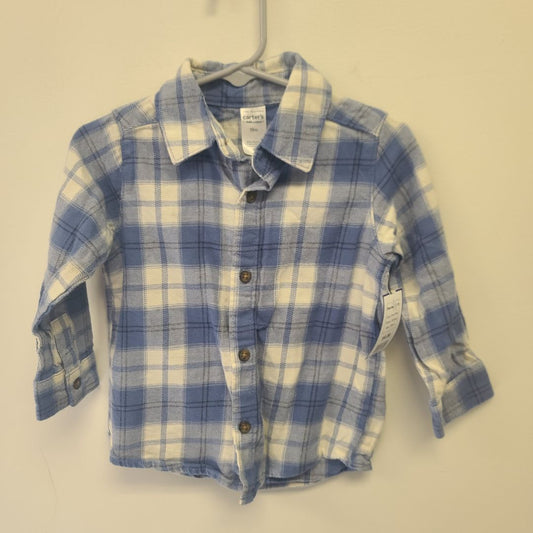 Blue Plaid Carters Flannel Shirt, 18M B