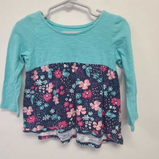 blue/pink Jumping Bean Long Sleeve Flowered Top, 2T G