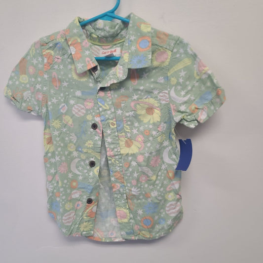 green Cat & Jack Flower Button Down Shirt, 3T G