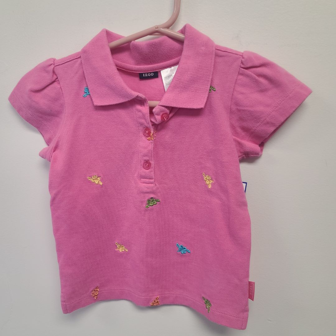 Pink Izod Flowered Polo Shirt, 4T G