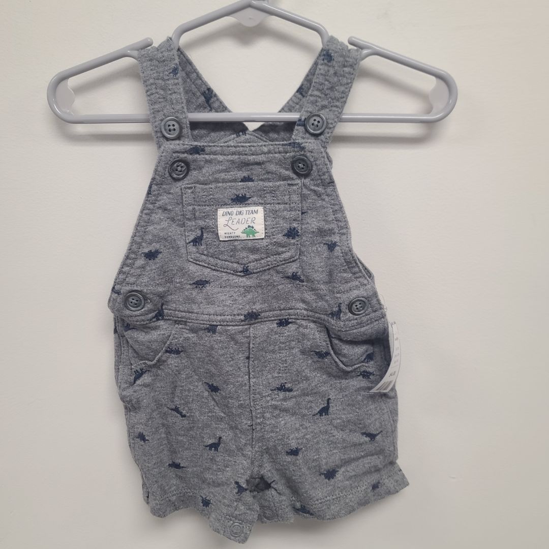 grey Carters Dino Bib Shorts, 6M B
