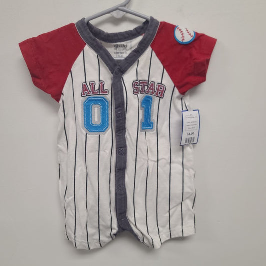 white/red Child of Mine Baseball One Piece 3/6m, 3M B
