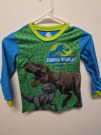 Blue/green Jurassic world Dinosaur 2 piece pjs, 4T B