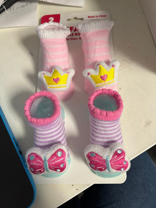 Rattle Booties 2 pak Princess