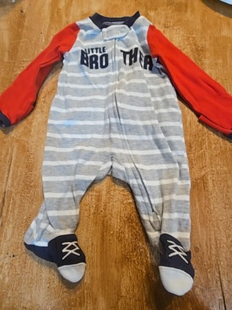 Grey/white/red Carters Little brother sleeper, NB B