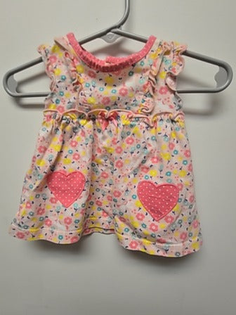 Pink Child of mine Flower/heart 2 piece outfit, NB G