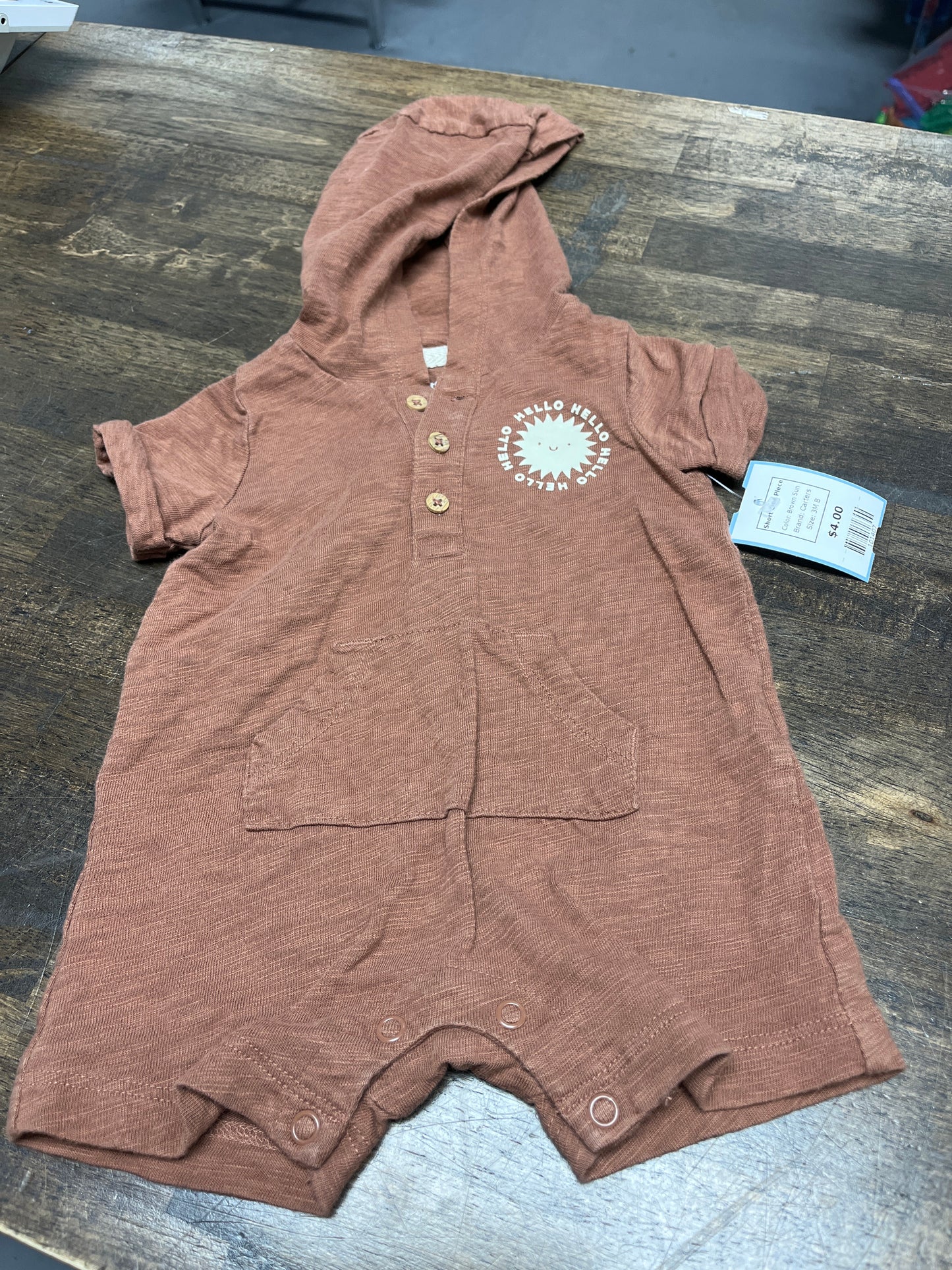 Brown Sun Carters Short One Piece, 3M B