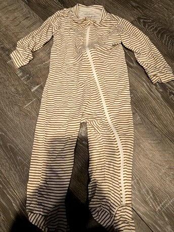 Tan/brown stripe Milkberry Footie pjs, 6M B