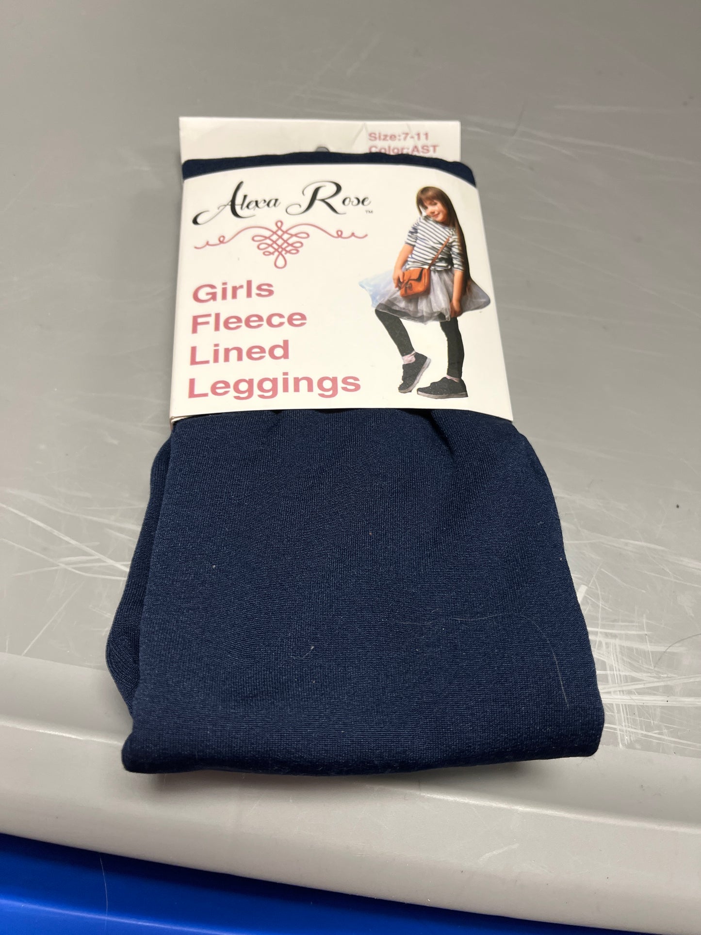 Navy Alexa Rose Fleece Lined Leggings 7/11, 7 G