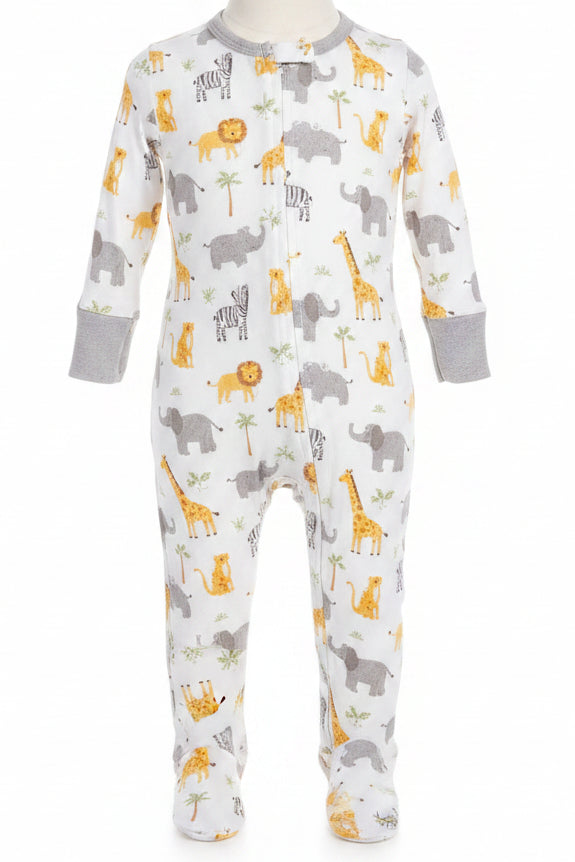 White with animals Little Me Sleeper, 9M B
