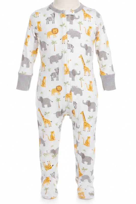 White with animals Little Me Sleeper, 9M B