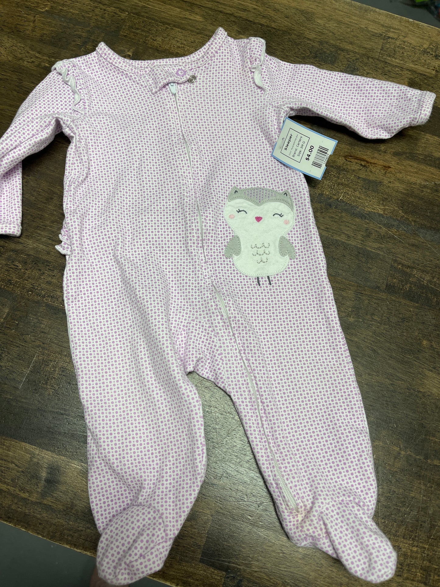 Purple/White Owl Carters Sleeper, 3M G