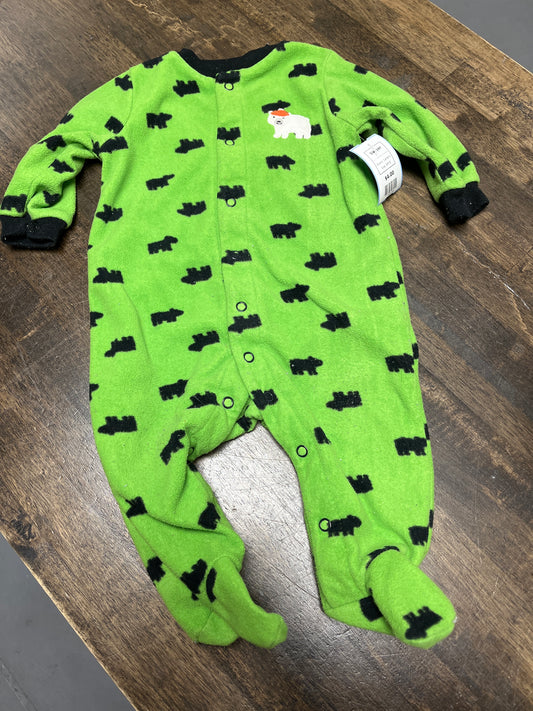 Green/Black Polar Bear Carters Sleeper, 6M B