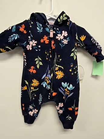 Navy/Colorful Flower Carters Pant One Piece, 3M G