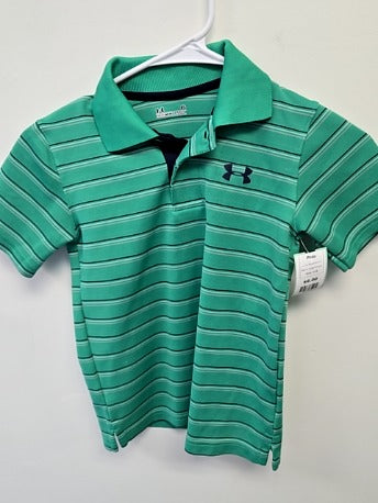 Green/Black/Grey/White Striped Under Armour Polo, 6 B