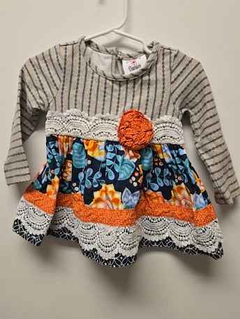 Grey/colorful flowers Counting daisies Dress, 12M G