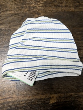 White/Blue/Green Striped  Baby Hat
