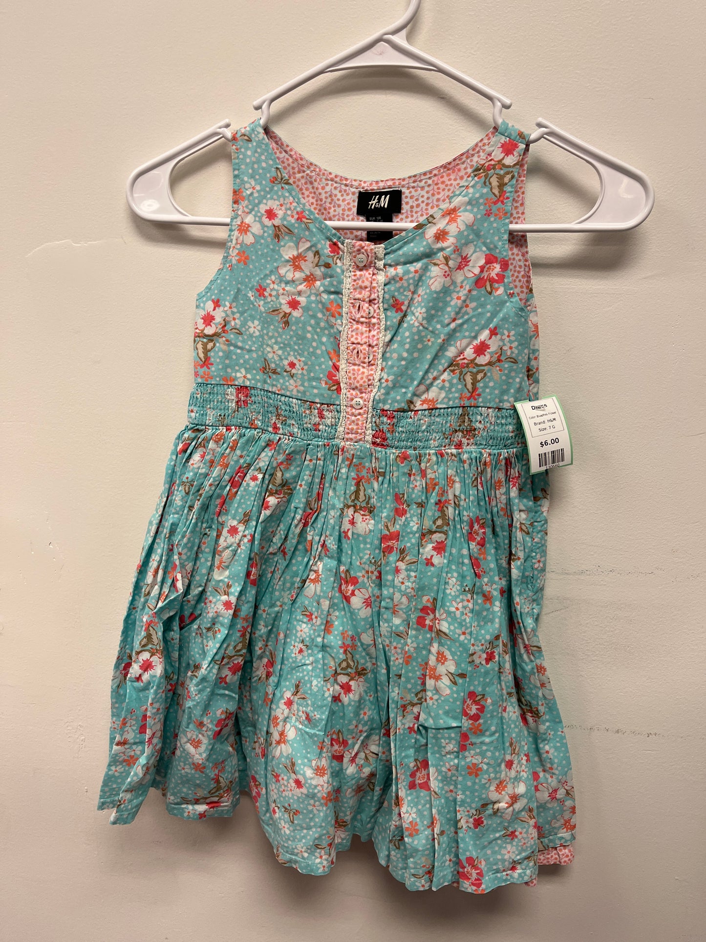 Blue/Pink Flower H&M Dress, 7 G