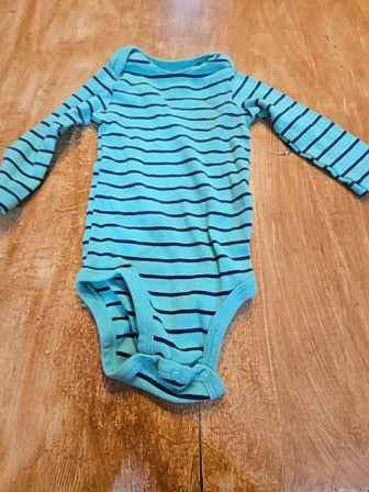 Green/blue stripe Carters Long sleeve onesie, 6M B