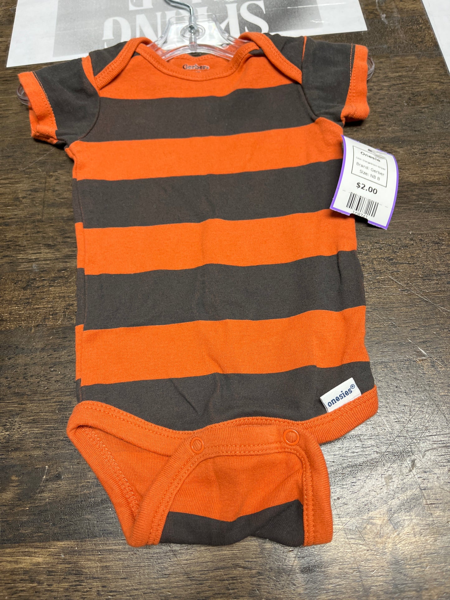 Orange/Brown Striped Gerber Onesie, NB B