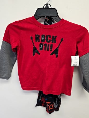 Red/Grey/Black Guitar Carters Pjs, 5T B