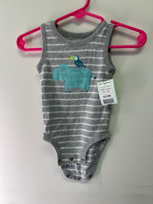 Grey Striped Carters Tank Top Onesie, 3M B