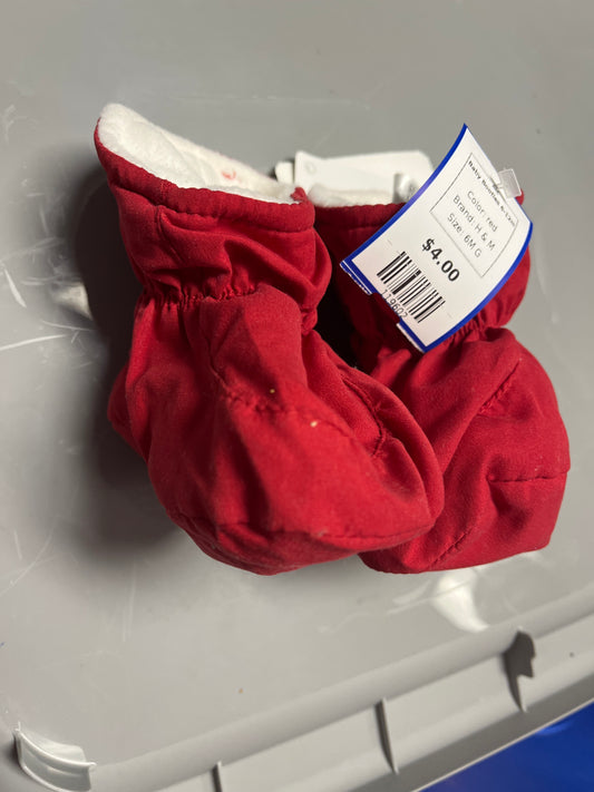red H & M Baby Booties 6-12m, 6M G