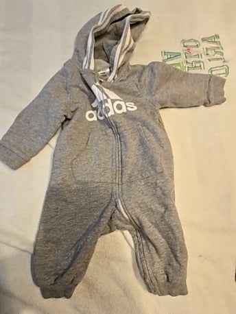Grey Adidas One piece, 6M B