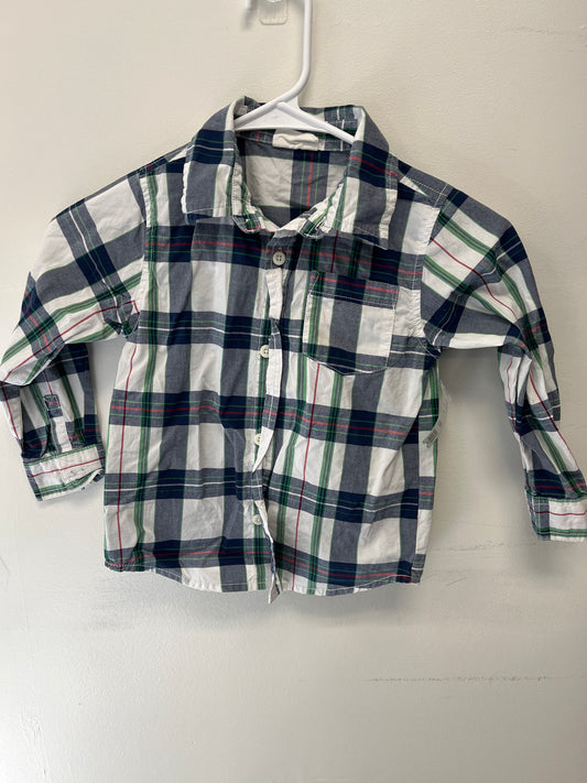 Blue/White/Green Plaid Crazy 8 Longsleeve Button Up, 3T B