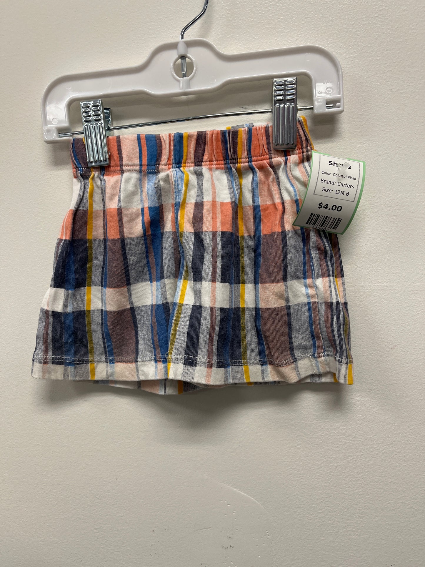 Colorful Plaid Carters Shorts, 12M B