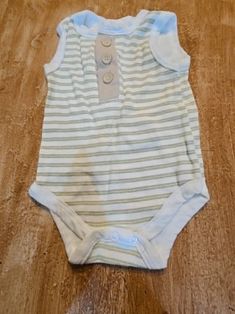 Tan/green/white Bloomin Baby 3 piece palm tree outfit, NB B