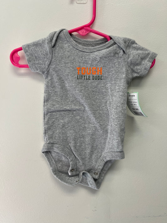 Grey Tough Little Dude Carters Onesie, 3M B