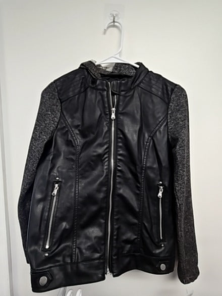 Black/Grey SO Leather Coat, 14 G