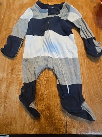 Grey/white/blue Honest baby clothing Stripe sleeper, NB B