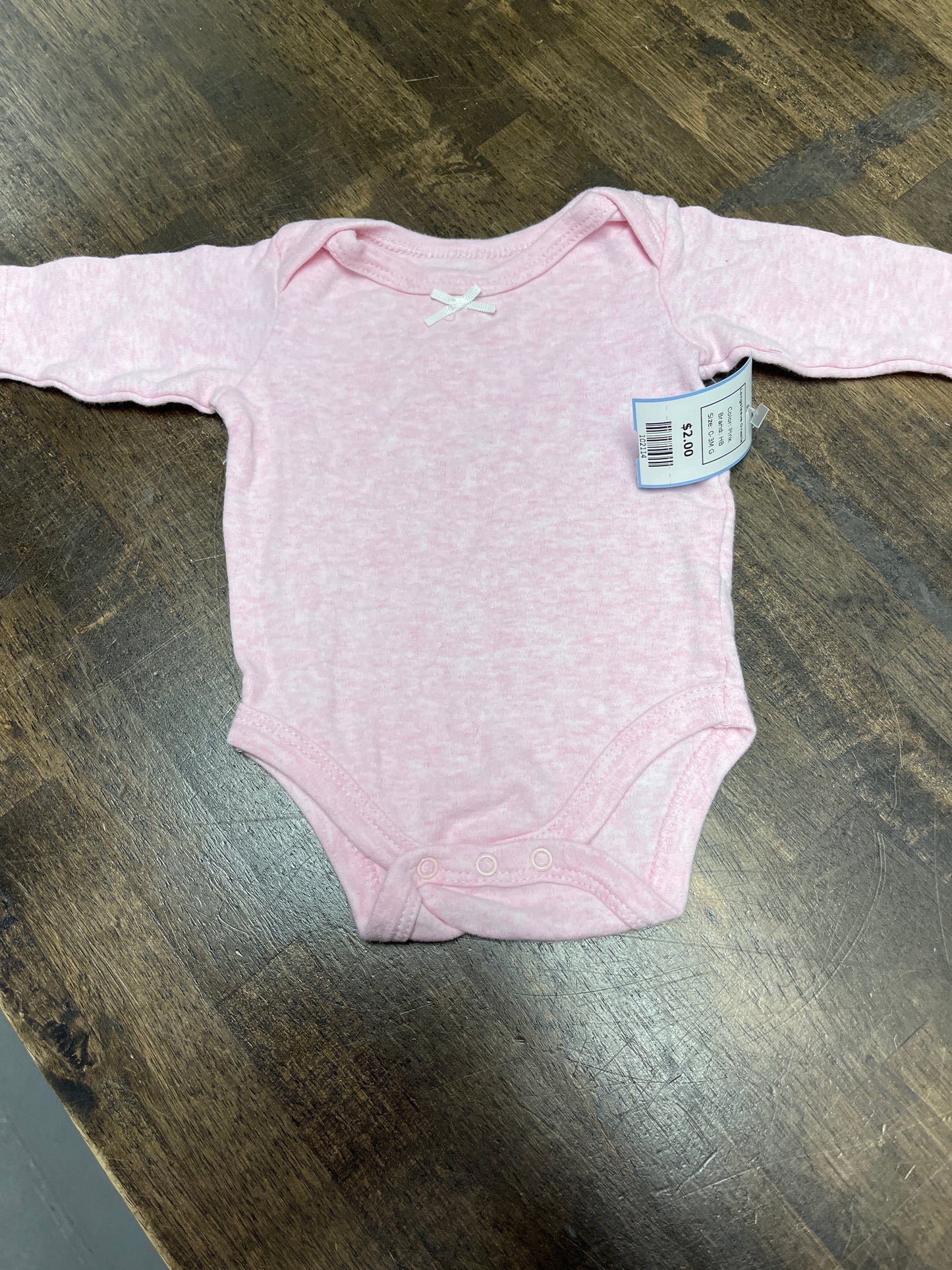 Pink HB Longsleeve Onesie, 0-3M G