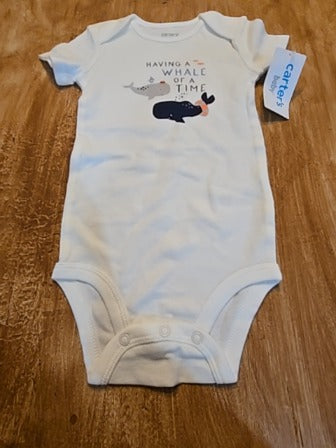 White Carters Having a whale of a time onesie 3 piece set, 12M B
