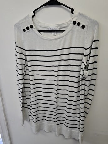 White/Black Motherhood Maternity Longsleeve Shirt, Medium