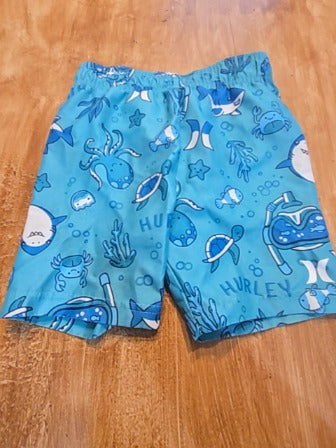 Blue Hurley Sea animal swim trunks, 4T B