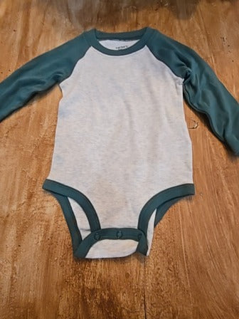 Grey/green Carters Long sleeve onesie, 12M B