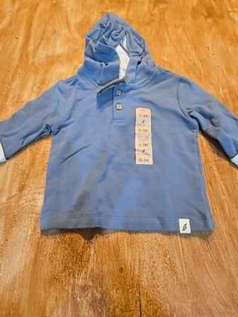 Blue Easy peasy Long sleeve hooded shirt, NB B